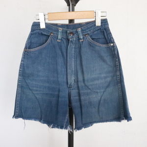 G375 60s Vintage Wrangler Wrangler Denim cut off шорты LIGHTNING молния #1960 годы производства надпись 12 размер голубой б/у одежда .50s 70s