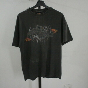 D405 90sビンテージ HARLEYDAVIDSON ハーレーダビッドソン 半袖Tシャツ USA製■1990年代製 表記Lサイズ イーグル ブラック 古着 アメカジ