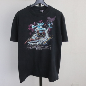 J298 80sビンテージ ステッドマン プリントTシャツ■1980年代製 表記Lサイズ USA製 スーベニア ブラック アメカジ 古着 古着卸 70s 90s