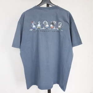 J332 2004年製 THEDUCKCONPANY アニマルプリントTシャツ■00s 表記XLサイズ ブルー アメカジ 古着 古着卸 激安 希少 検 90s