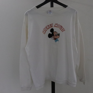 B299 90sビンテージ USA製 Disney 長袖Tシャツ■1990年代製 表記Lサイズ 白 ホワイト ミッキー アメカジ ストリート 古着 激安 希少 80s 