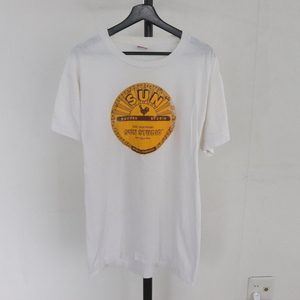 T350 90sビンテージ フルーツオブザルーム SUNSTUDIO プリントTシャツ USA製■1990年代製 表記Lサイズ 白 ホワイト アメカジ 古着卸 80s