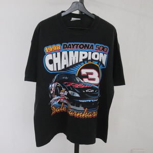 e337 90sビンテージ COMPETITORSVIEW レーシング プリントTシャツ■1990年代製 表記XLサイズ 黒 ブラック アメカジ シボレー 古着卸 80s