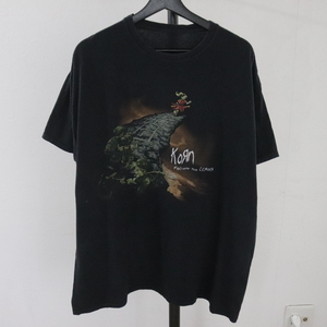 G324 2000年代製 半袖プリントTシャツ■00s 約XLサイズ ブラック 黒 KORN ロックT バンドT パンク アメカジ ストリート 古着 古着卸 希少 