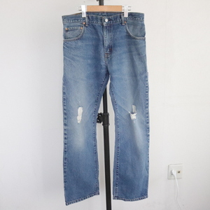 G328 2000年代製 Levis リーバイス 517 ブーツカット デニムパンツ■00s 表記34インチ ブルー 青 ダメージ ジーンズ ジーパン 古着卸 古着