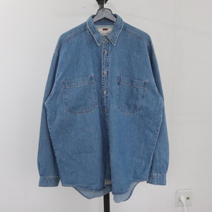 I411 90sビンテージ Levis リーバイス デニムシャツ■1990年代製 表記Lサイズ ブルー アメカジ ストリート 古着 古着卸 希少 激安 80s 70s