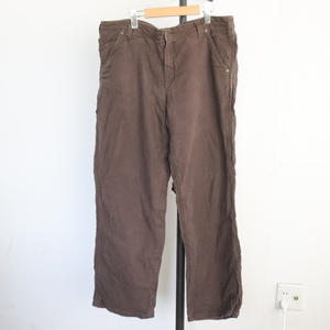 S344 2000年代製 Carhartt カーハート ワークパンツ■00s 表記18サイズ ブラウン ダック 裏地ネル アメカジ ストリート 古着 古着卸 90s