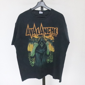 h82 2000年代製 ギルダン AVALANCHE 半袖プリントTシャツ■00s 表記Lサイズ 黒 ブラック ロック バンド アメカジ ストリート 古着 古着卸