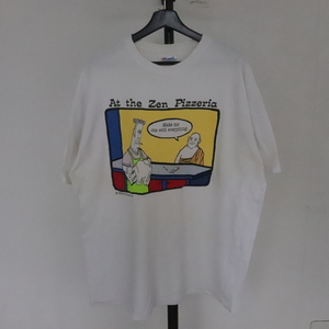 h85 90sビンテージ ヘインズ 半袖プリントTシャツ USA製■1990年代製 表記XLサイズ 白 ホワイト アメカジ ストリート 古着 古着卸 オールド