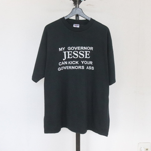 h92 90sビンテージ USA製 JERZEES ジャージーズ 半袖プリントTシャツ■1990年代製 表記2XLサイズ ブラック 黒 メッセージ アメカジ 80s 70s