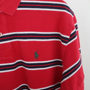 i133 2000年代製 ラルフローレン 半袖ポロシャツ■00s 表記Mサイズ 赤 レッド ボーダー カノコ アメカジ ストリート 古着 古着卸 オールドの画像5