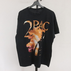 W384 2000年代製 2PAC 半袖プリントTシャツ■00s 表記XLサイズ 黒 ブラック HIPHOP ラッパー アメカジ ストリート 古着 古着卸 オールド