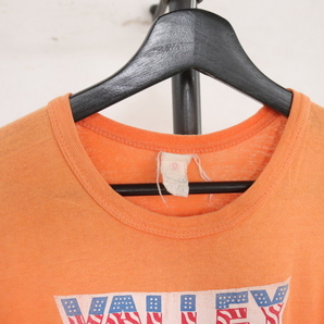 W398 70sビンテージ SPRINGFOOT ナンバリング プリントTシャツ■1970年代製 表記Mサイズ オレンジ アメカジ ストリート アンティーク 80sの画像4