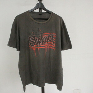 W424 2000年代製 TULTEX スリップノット SLIPKNOT ロックTシャツ■00s 表記XLサイズ チャコールグレー アメカジ バンドT ストリート 90sの画像1