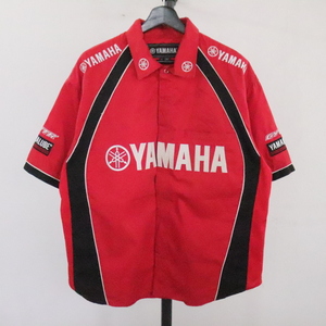 W431 2000年代製 YAMAHA ヤマハ 半袖 レーシングシャツ■00s 表記Mサイズ 赤 レッド アメカジ ストリート アンティーク モーターサイクル
