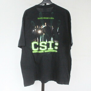 L435 2001年製ビンテージ DELTA CSI 両面プリントTシャツ■00s 表記XLサイズ 黒 ブラック アメカジ ストリート ムービー ビッグサイズ 90s