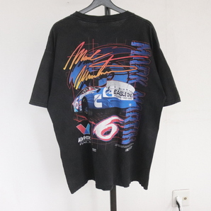 Z318 2000年代製 CHECKEREDFLAG 半袖レーシングTシャツ■00s 表記XLサイズ ブラック 黒 NASCAR GOODYEAR 古着 古着卸 オールド 激安 希少の画像2