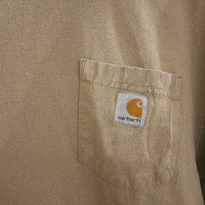 D429 2000年代製 カーハート Carhartt ポケットTシャツ■00s 表記2XLサイズ ベージュ アメカジ ストリート ビッグサイズ ワーク 古着卸 90sの画像6