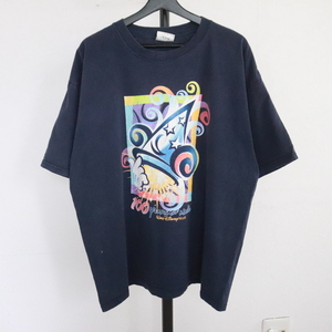 D462 2000年代製 Disney ディズニー 半袖Tシャツ■00 約XLサイズ 古着 アメカジ ストリート ネイビー ミッキー 90s 80s 70s 60s 古着卸 紺