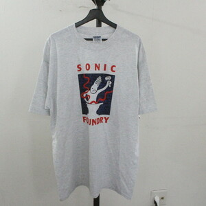 D499 90sビンテージ GILDAN ギルダン SONICFOUNDRY プリントTシャツ■1990年代製 表記XLサイズ グレー アート アメカジ 古着卸 激安 80s