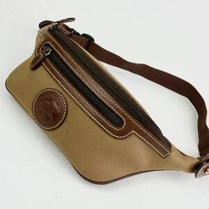 1 jpy HUNTING WORLD Hunting World waist bag body bag shoulder diagonal .. men's canvas leather khaki Brown 