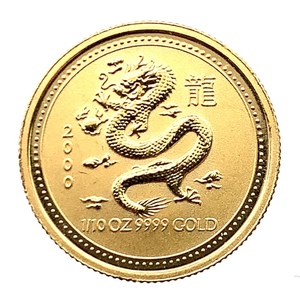 干支 龍 金貨 オーストラリア 2000年 K24 純金 3.1g コイン 1/10オンス イエローゴールド コレクション Gold