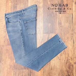 1円/NO LAB Clothing＆Co./34インチ/訳 デニムパンツ ハリ ストレッチ ダメージ加工 イタリア製 美脚 新品/青/ブルー/ic434/