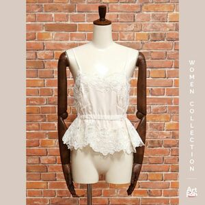 1円/春夏/ERMANNO SCERVINO/IT40サイズ/レース キャミソール ブラウス イタリア製 エルマンノシェルビーノ 新品/アイボリー/iz443/