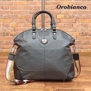 Orobianco/2WAYレザーバッグ SATIRIKA-C 01 上質 やわらか 無地 イタリア製 定番 ベーシック カバン 新品/黒/ブラック/ie173/