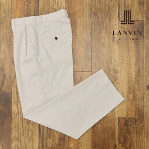 1円/春夏/LANVIN COLLECTION/50サイズ/サルエル ワイドパンツ 軽量 ストレッチ ツータック ウォッシュ加工 日本製 新品/グレー/gf141/