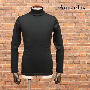 1円/春夏/Armor lux/XSサイズ/タートルネック ロンT なめらか 天竺ジャージー 無地 ベーシック 定番 長袖 新品/黒/ブラック/ic560/