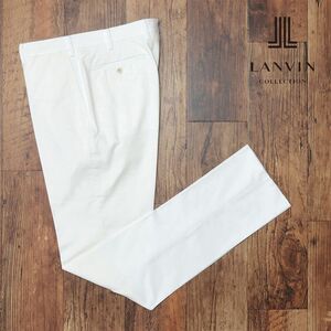 1円/春夏/LANVIN COLLECTION/48サイズ/訳 スラックス パンツ ツイル ストレッチ 無地 ノータック 美脚 新品/白/ホワイト/ib194/