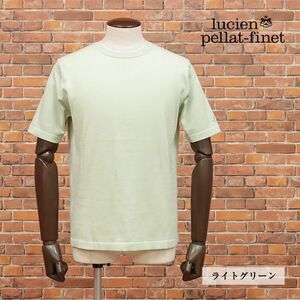 春夏/lucien pellat-finet/Lサイズ/サマーニット カットソー 無地 クルーネック 日本製 半袖 上質 新品/ライトグリーン/ic531/