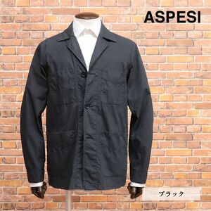 春夏/ASPESI/Sサイズ/シャツジャケット CJ24 PIJI 軽やか 清涼コットン ガーメントダイ 無地 羽織 新品/黒/ブラック/if106/