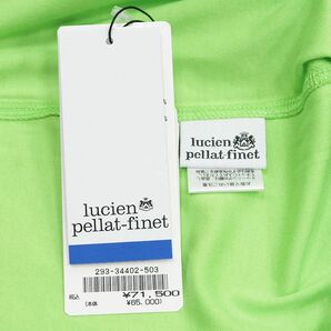lucien pellat-finet/Mサイズ/丸首Tシャツ なめらか 上質ジャージー伸縮 メッセージ プリント イタリア製 半袖 新品/黄緑/グリーン/ic547/の画像5