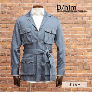 春夏/D/him/46サイズ/サファリ ジャケット ストレッチ快適 無地 涼しい◎ リゾート ラフ ミリタリー 新品/紺/ネイビー/ib112/