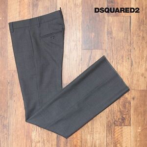 1円/DSQUARED2/48サイズ/ワイド スラックス パンツ S71KB0445 美艶ウール ストライプ イタリア製 新品/グレー/id111/