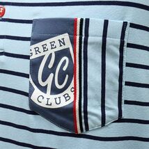 1円/GREENCLUBS/3(M)サイズ/日本製ポロシャツ イタリア産 伸縮性◎ ボーダー 胸ポケット 長袖 ゴルフ 新品/青/ブルー/gt129/_画像4