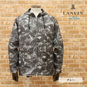 1円/春夏/LANVIN en Bleu/52サイズ/マウンテンパーカー 軽量ポリ ボタニカル ジャングル柄 ラグラン スポーティー 新品/グレー/gf119/