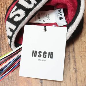 1円/MSGM/フリー/ニット帽 2740ML10 ウール カシミヤ混ニット ロゴ ジャガード イタリア製 ストリート 新品/黒/ブラック/he512/の画像4