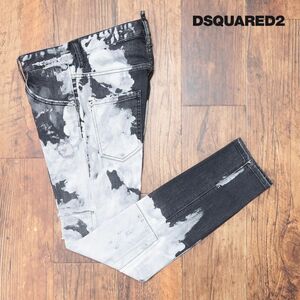 DSQUARED2/48サイズ/スキニー デニムパンツ S71LB1048 SUPER TWINKY JEAN ダメージ パッチワーク Italy製 新品/グレー×白/id114/