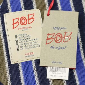 1円/春夏/BOB/50サイズ/楽ちん ジャケット 清涼ホップサック ジャージー伸縮 ストライプ イタリア製 レトロ ゴルフ 新品/青×カーキ/gb300/の画像8