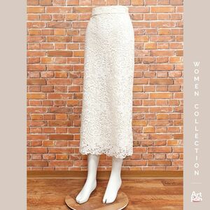 1円/春夏/ERMANNO SCERVINO/IT44サイズ/レース タイトスカート イタリア製 インポート エルマンノシェルビーノ 新品/アイボリー/iz248/