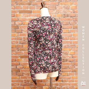 1円/春夏/MARELLA/XLサイズ/フローラル プリント メッシュ カットソー インポート マレーラ 新品/黒/ブラック/iz593/の画像3