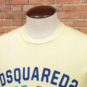 1円/DSQUARED2/Sサイズ/ロンT S74GD0683 ジャージー伸縮 ロゴ プリント 製品染め加工 丸首 Italy製 長袖 新品/黄色/イエロー/id186/の画像2