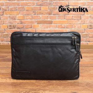 DESERTIKA/クラッチ バッグ EASYMIKRO M-06 撥水 強度◎ CORDURA 上質レザー イタリア製 カバン 新品/黒×グレー/ie401/