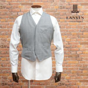 春夏/LANVIN COLLECTION/46サイズ/日本製ベスト なめらか 清涼サマーウール 千鳥格子 きれいめ 上品 クラシコ 新品/黒×白/ib158/