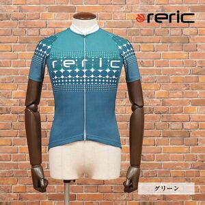 春夏/reric/Sサイズ/日本製 サイクル ジャージ 吸水速乾 透湿 UV ASTERIA＆マグヌスメッシュ ドット柄 半袖 新品/緑/グリーン/ib286/