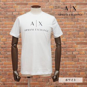 A|X ARMANI EXCHANGE/Mサイズ/丸首Tシャツ 8NZTCJ Z8H4Z ジャージー伸縮 ロゴ レタード プリント 半袖 新品/白/ホワイト/ic607/の画像1