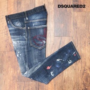 DSQUARED2/44サイズ/デニムパンツ S71LB1073 SEXY TWIST JEAN ダメージ パッチワーク加工 立体裁断 イタリア製 新品/紺/ネイビー/id135c/